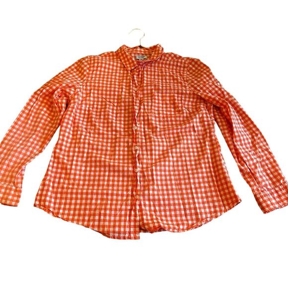 Old Navy Tops - Old navy orange and white long sleeve top size large